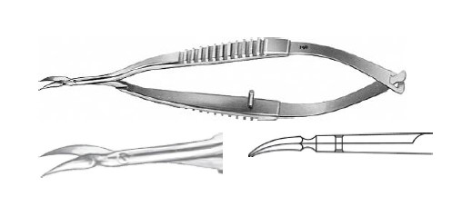 ВАННЕС МІКРО-НОЖИЦІ ЖОЛОБ. РУЧК. ВИГНУТ. 85MM